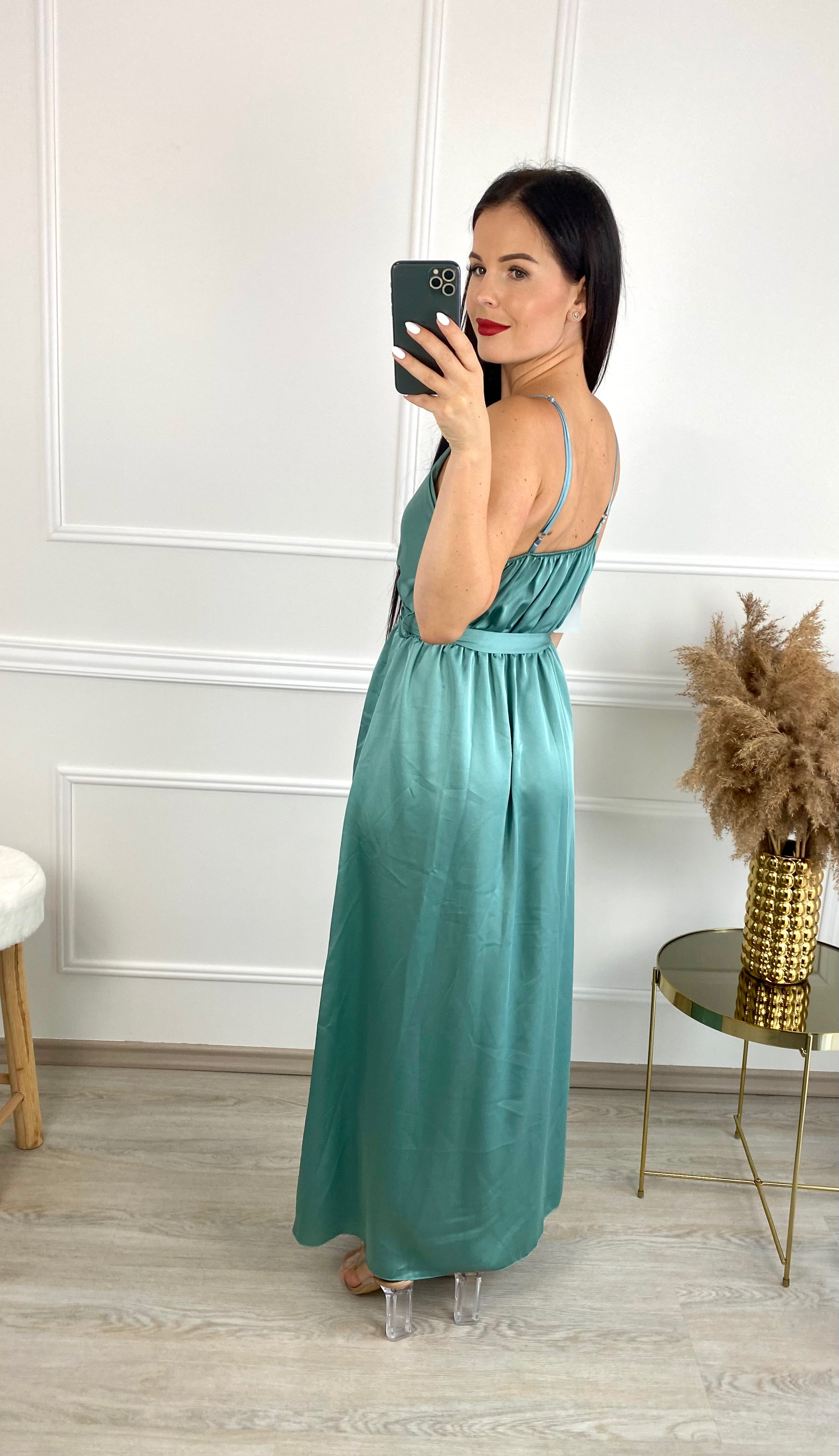 Saténové šaty Grandioza/sage