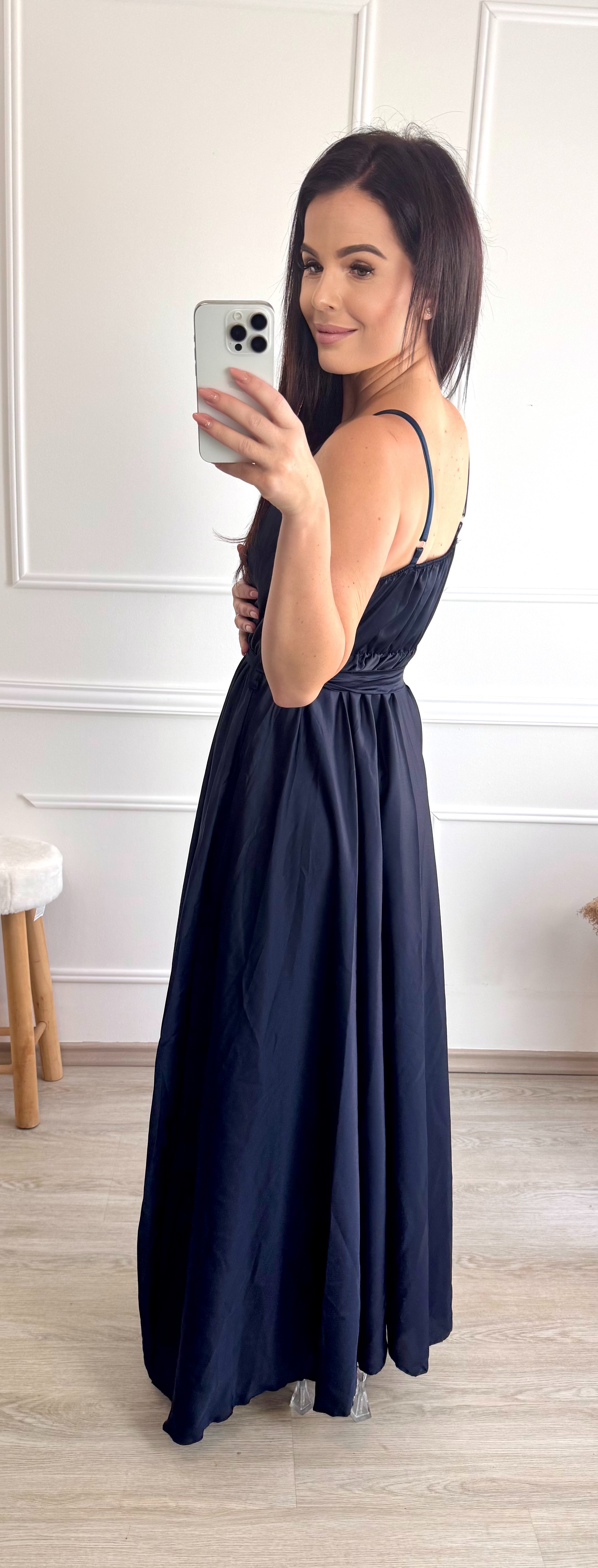 Saténové šaty Grandioza/námořnicky modré