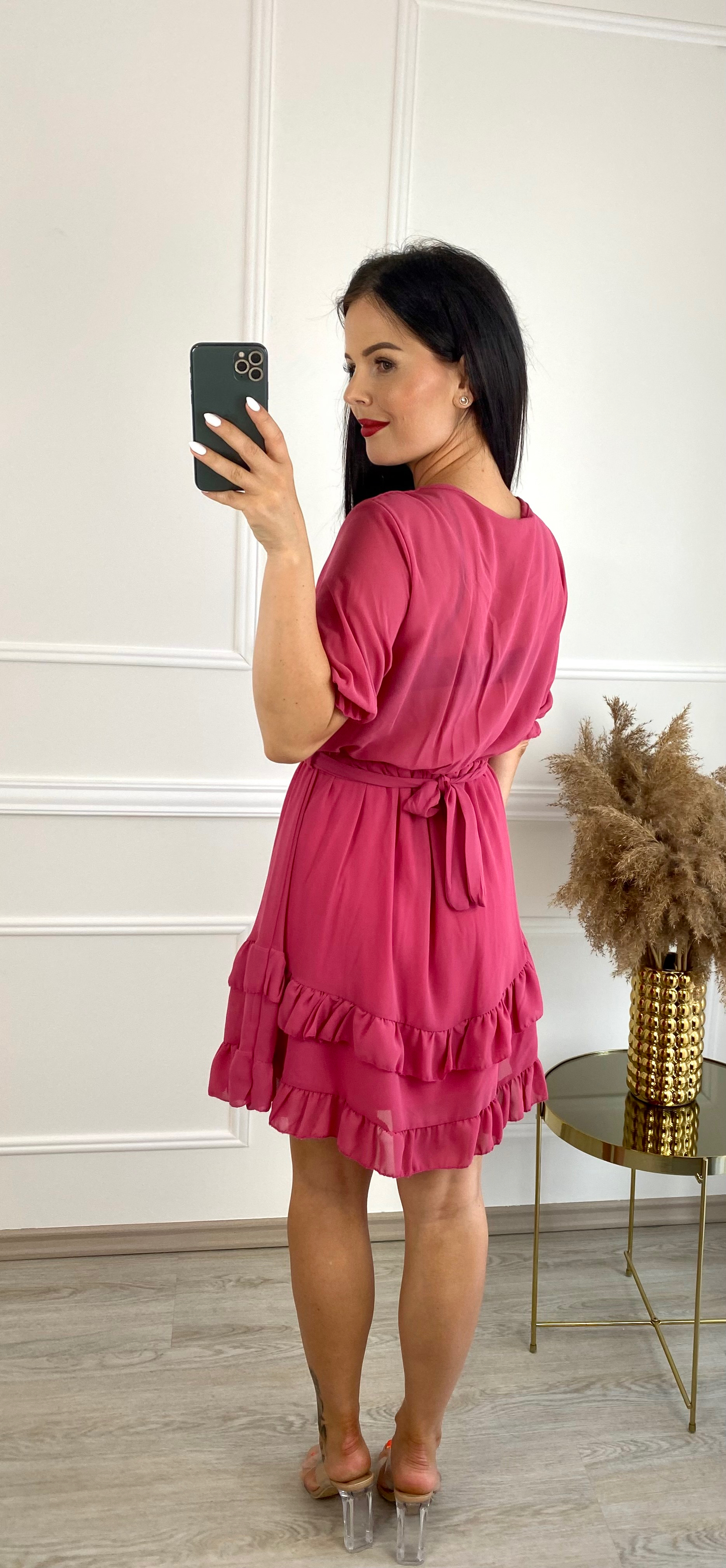 Šifónové šaty Francin/fuchsiové