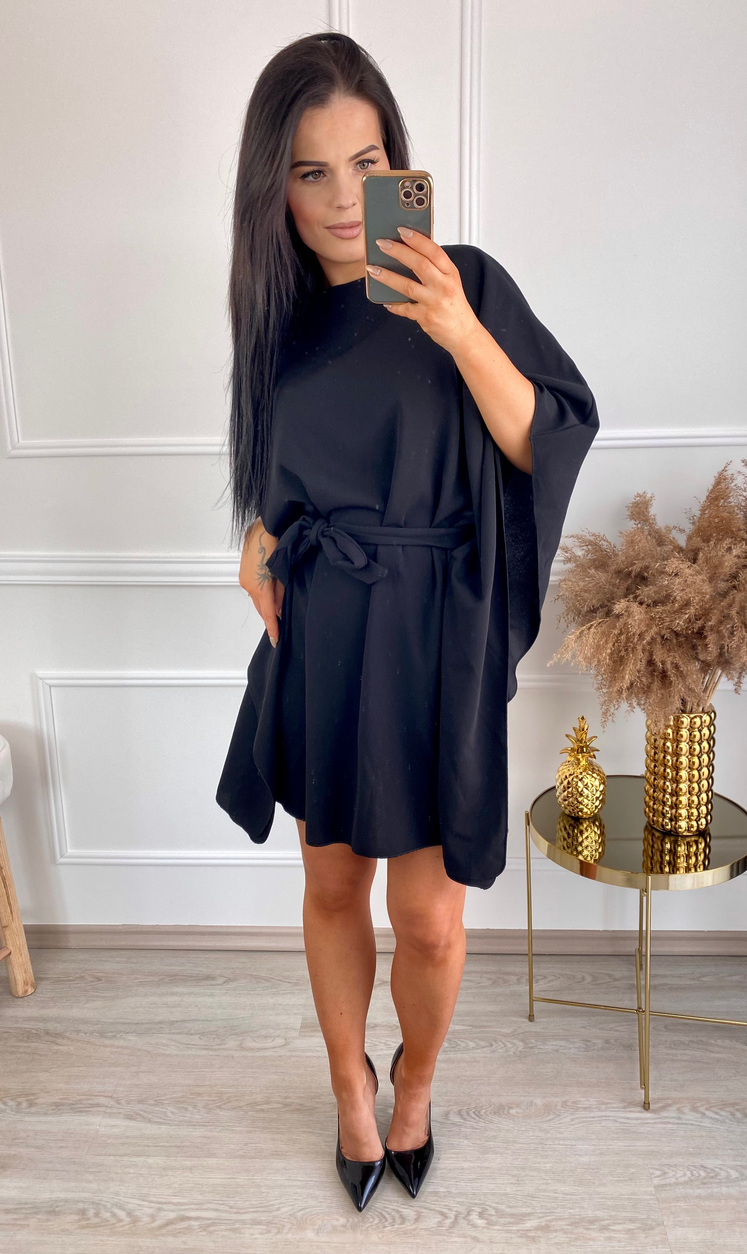 Šaty s netopýřími rukávy Bat/černé