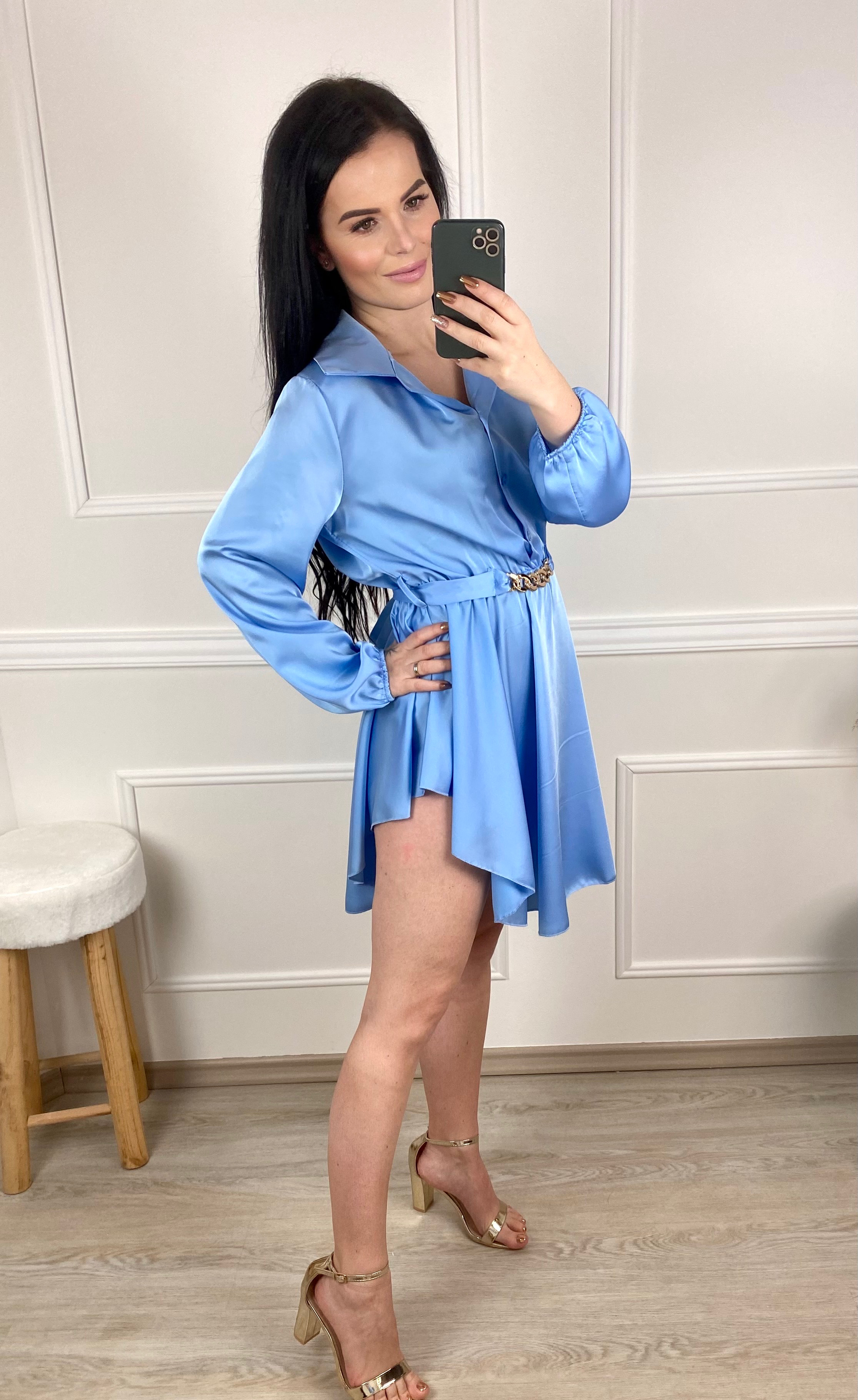 Saténová tunika Rain/modré