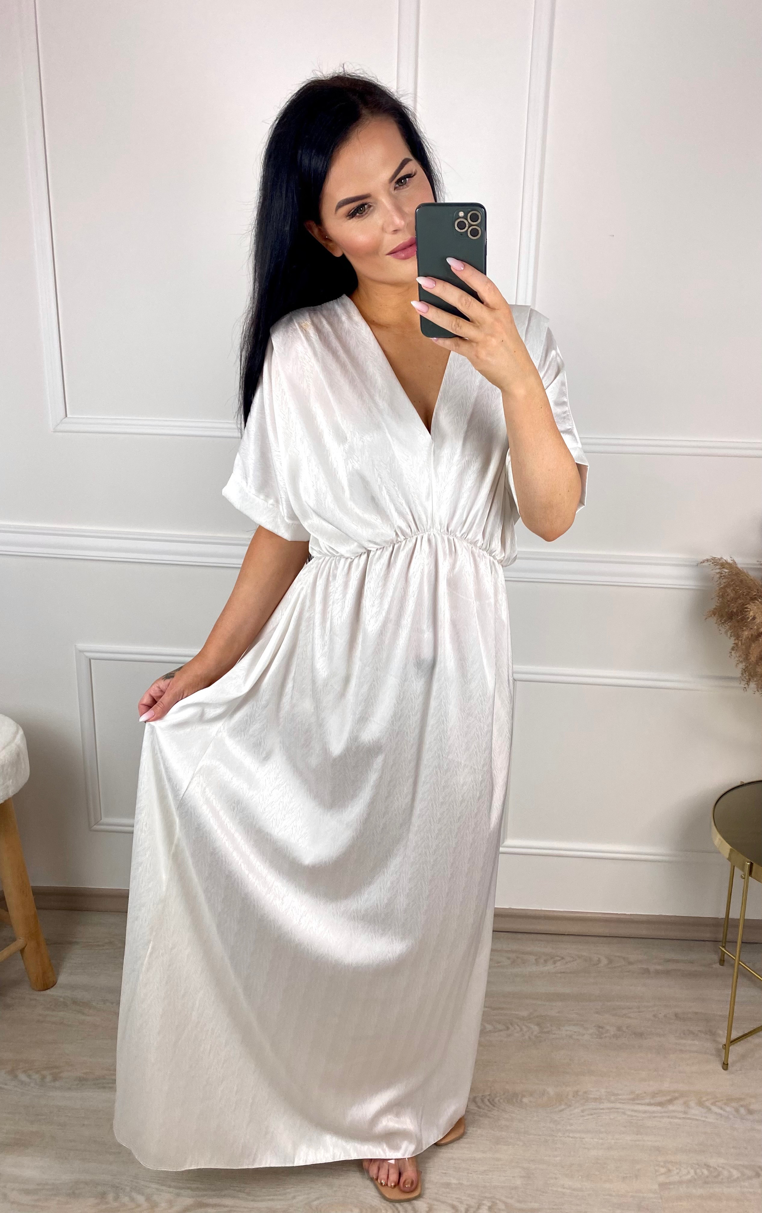 Saténové šaty Lively/bílé