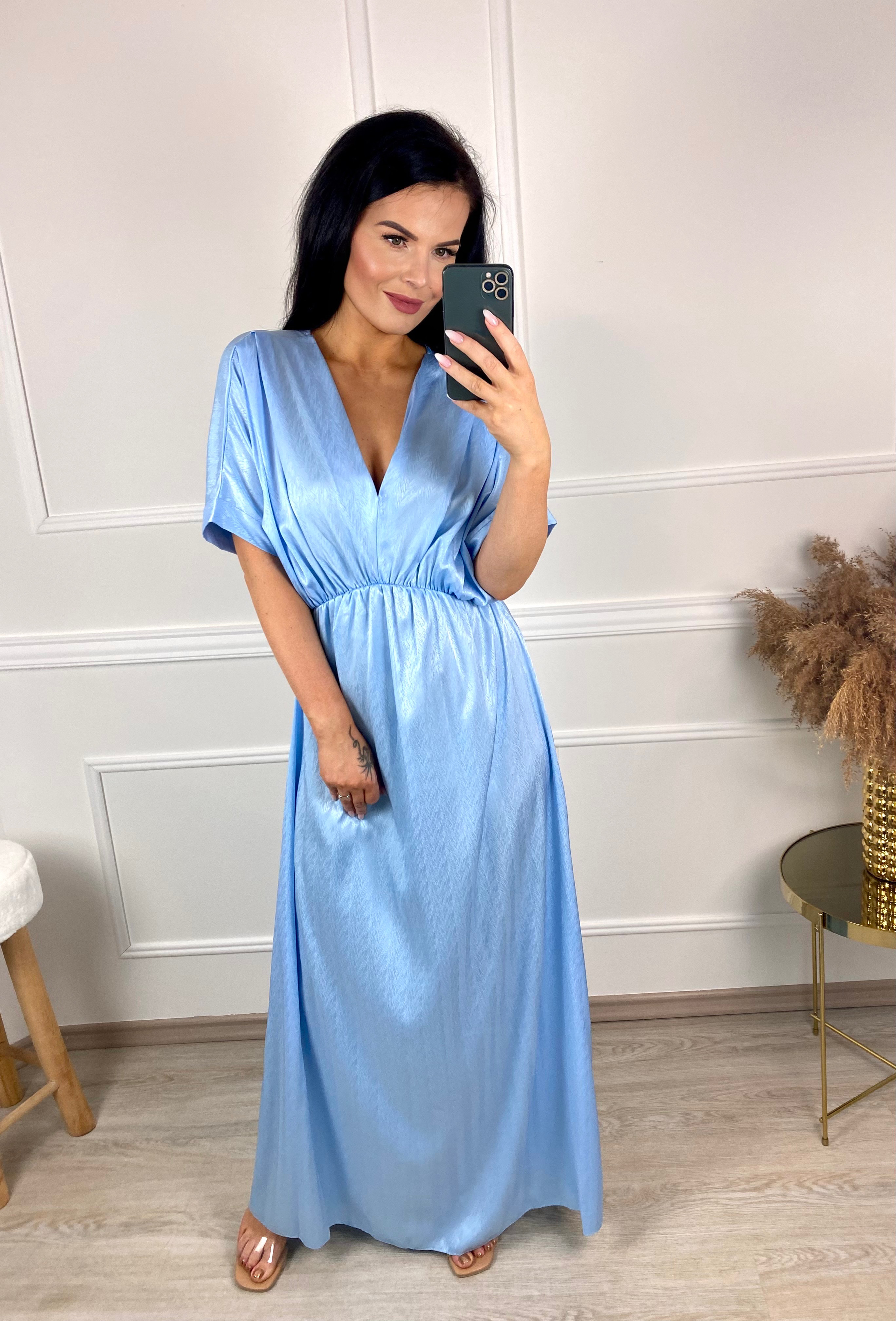 Saténové šaty Lively/modré