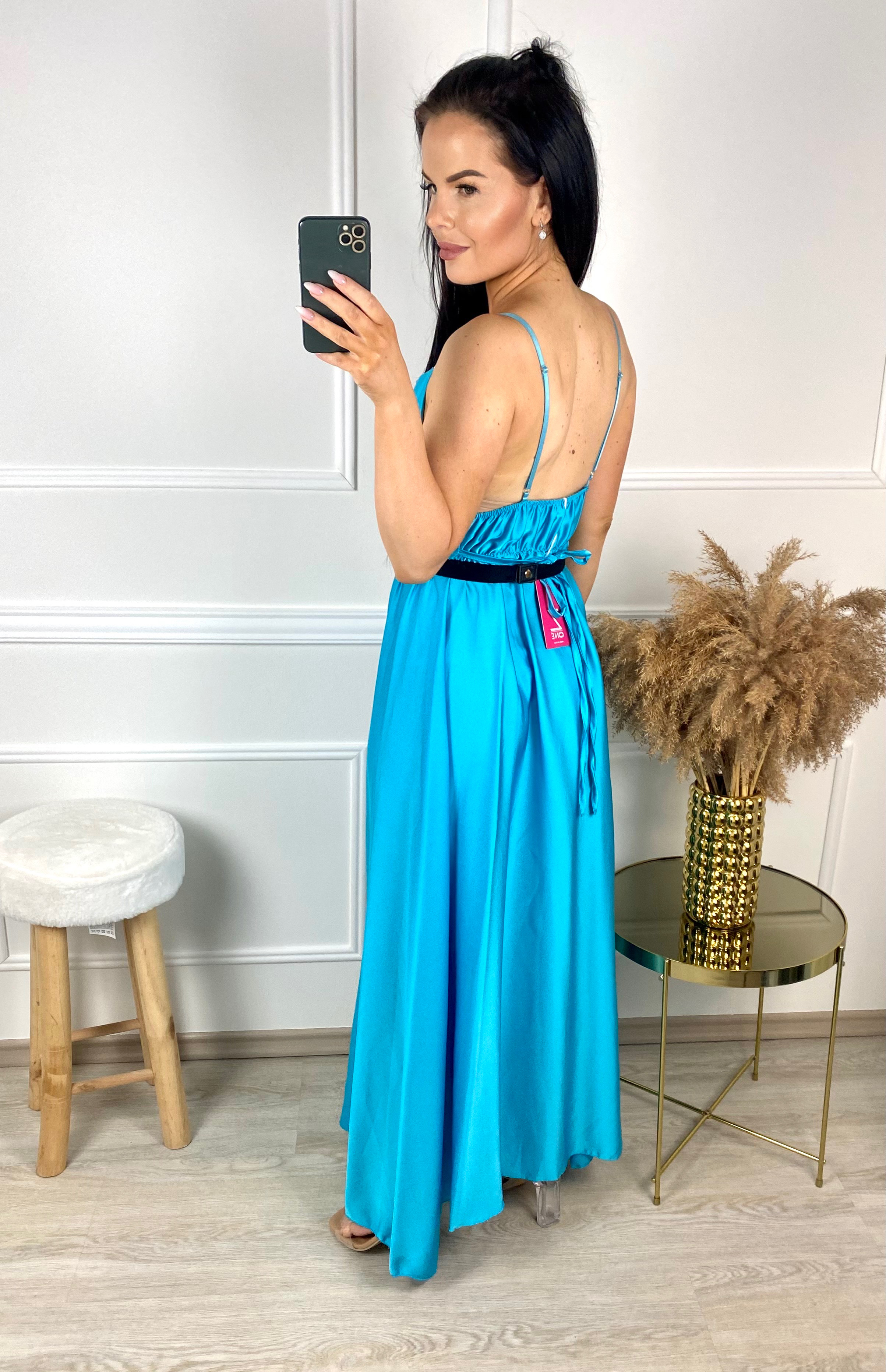 Saténové šaty Santorini/tyrkysové