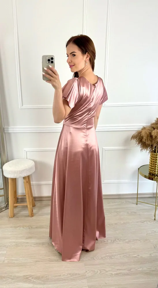 Saténové šaty Ilumi/starorůžové