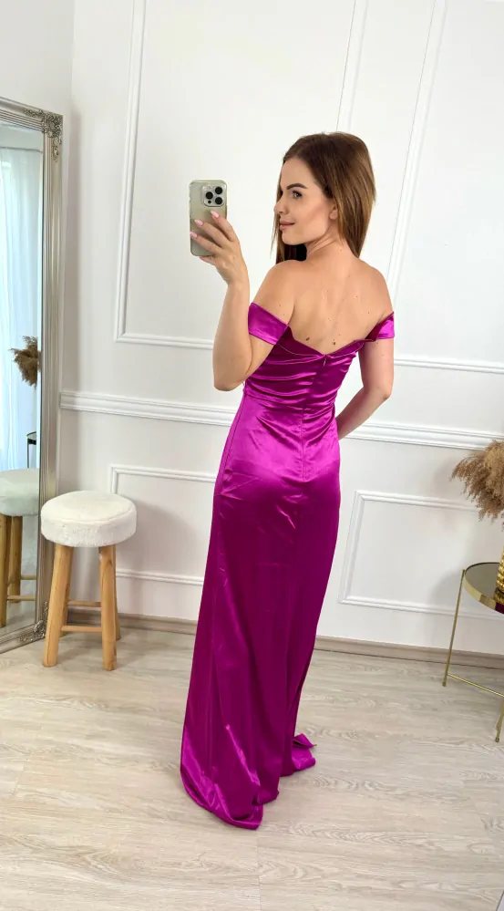 Saténové šaty Fallen/fuchsiové XS