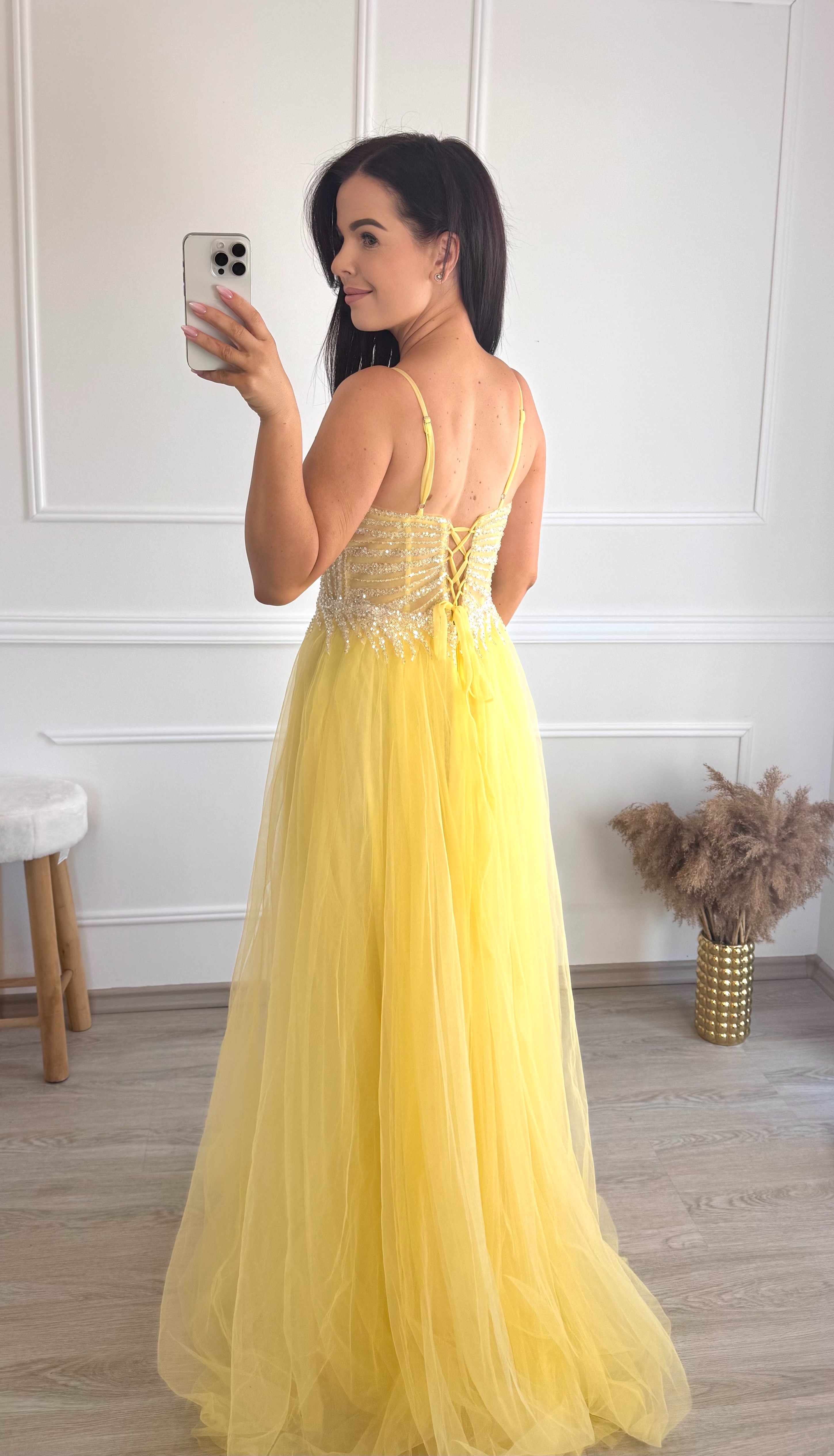 Tylové šaty Consuela / žluté S