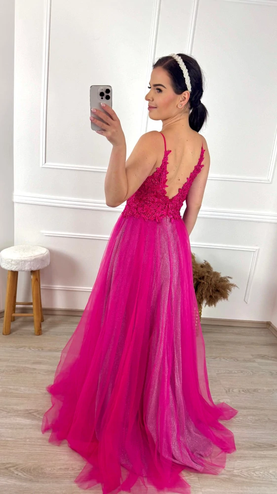 Tylové šaty Bianca/ fuchsiové S