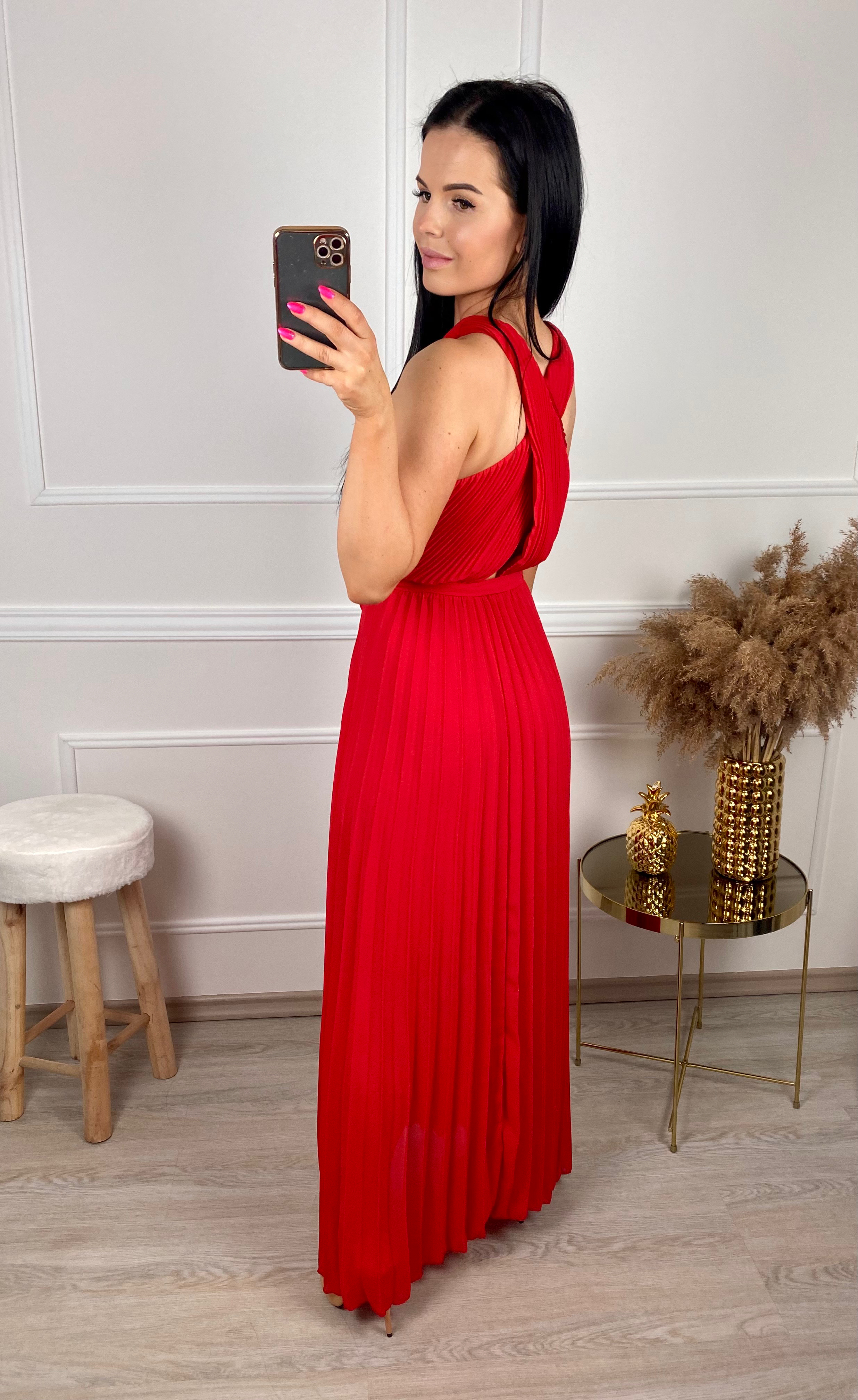 Plísované šaty křížené Runia/červené