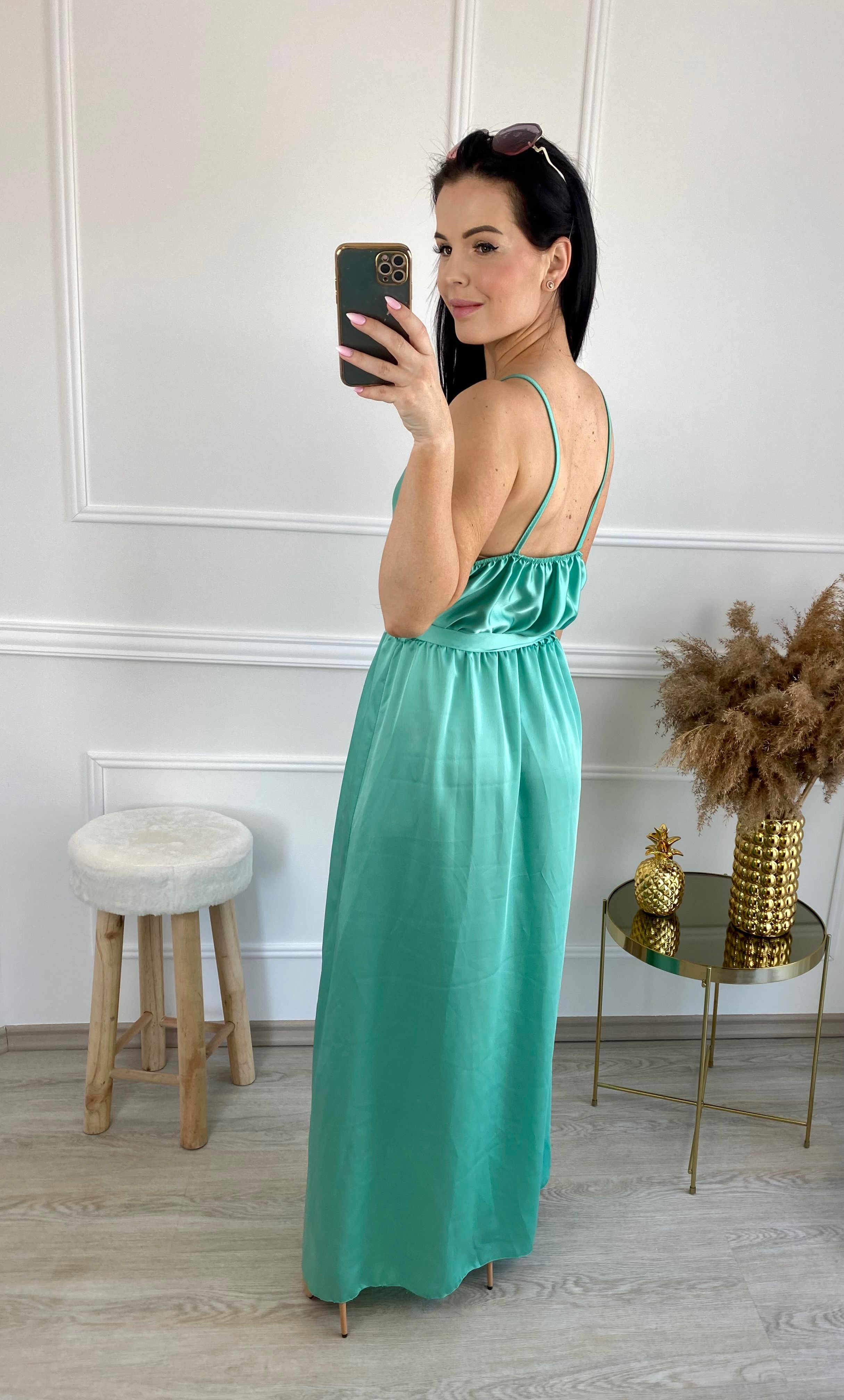 Saténové šaty Grandioza/mentolové