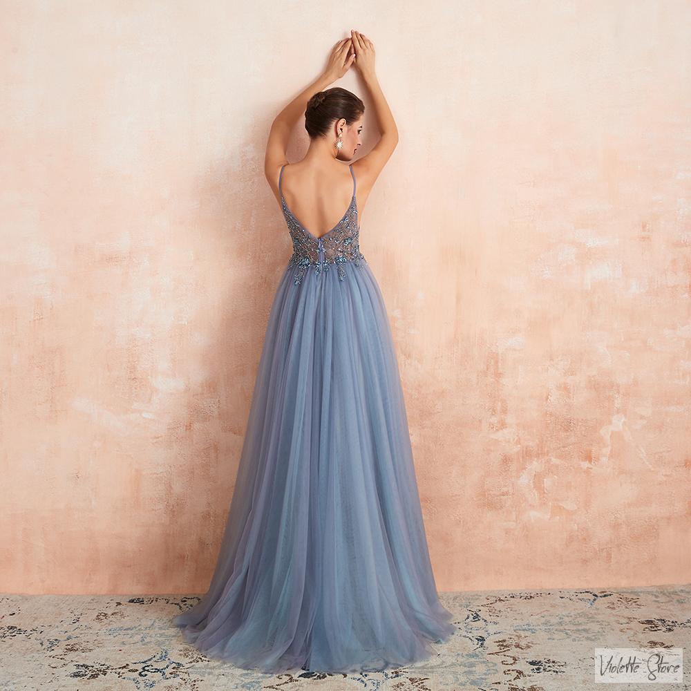 Plesové šaty Blair/modro-šedé