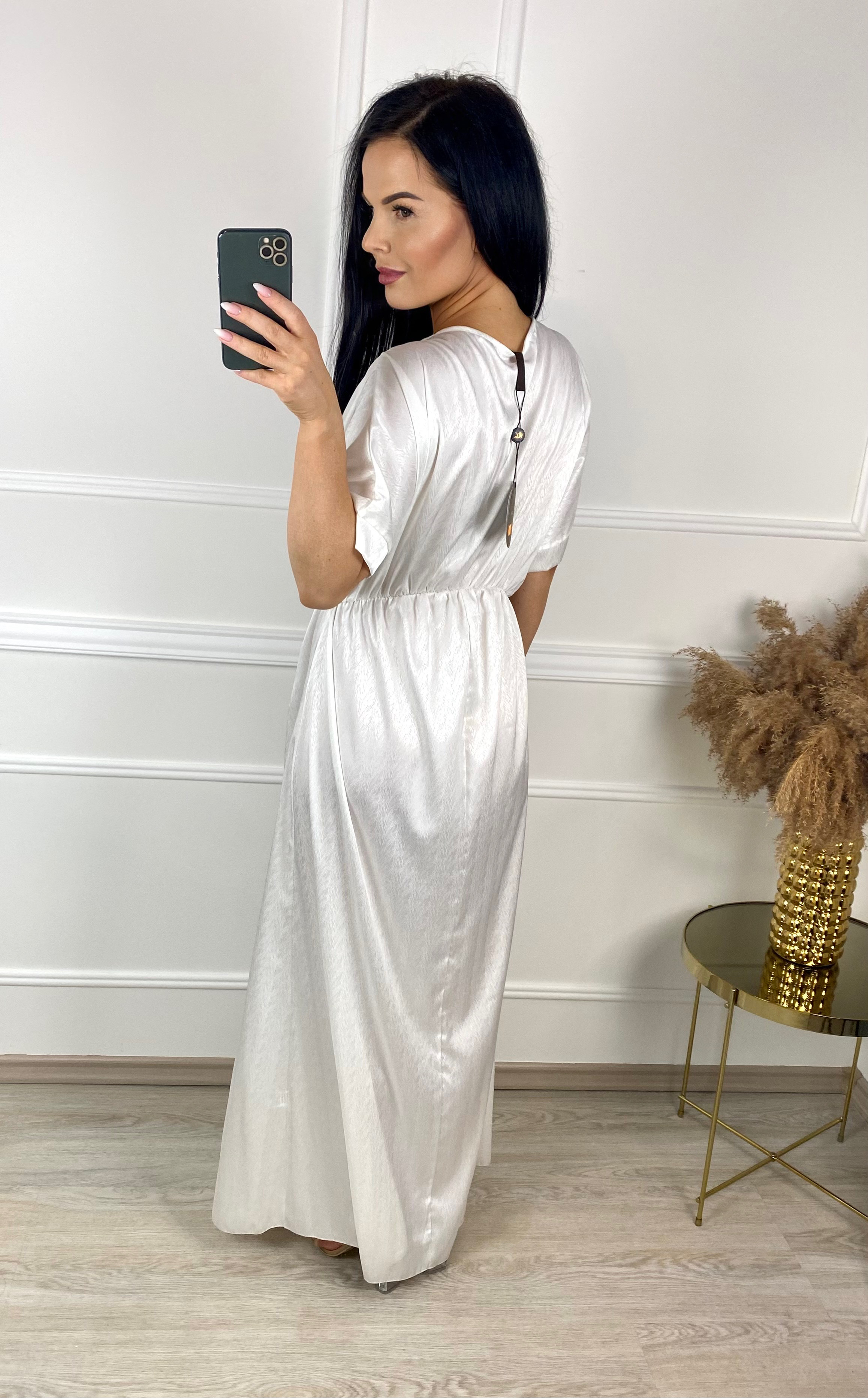 Saténové šaty Lively/bílé