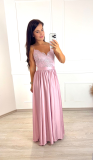 Krajkové šaty Bella 34 starorůžové