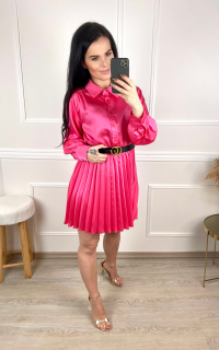 Saténové košilové šaty Vivien/fuchsia